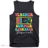 Teacher Summer Recharge Required Funny Motivational Teacher Tank Top thumb 0
