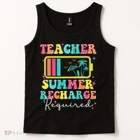 Teacher Summer Recharge Required Funny Motivational Teacher Tank Top thumb 2