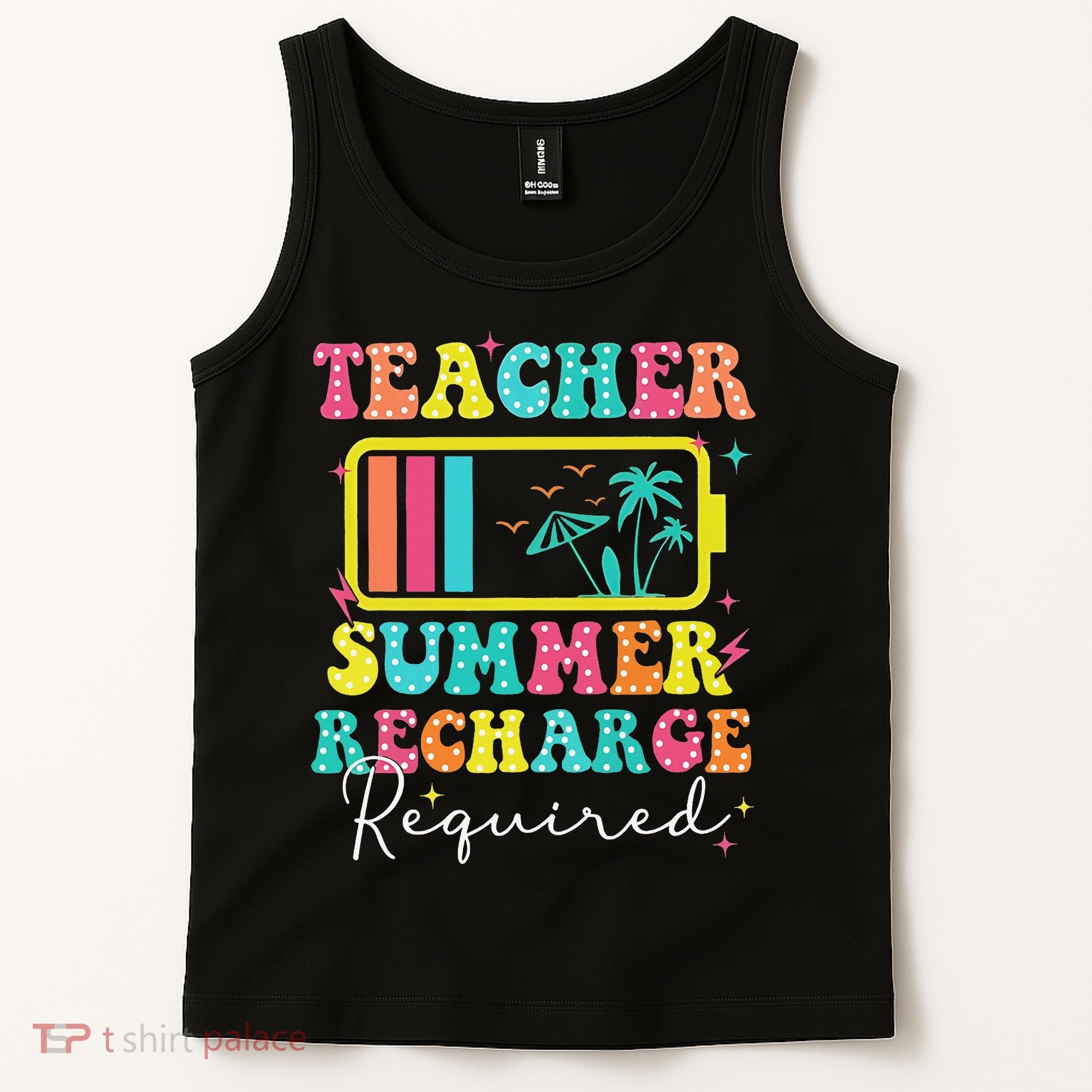 Teacher Summer Recharge Required Funny Motivational Teacher Tank Top