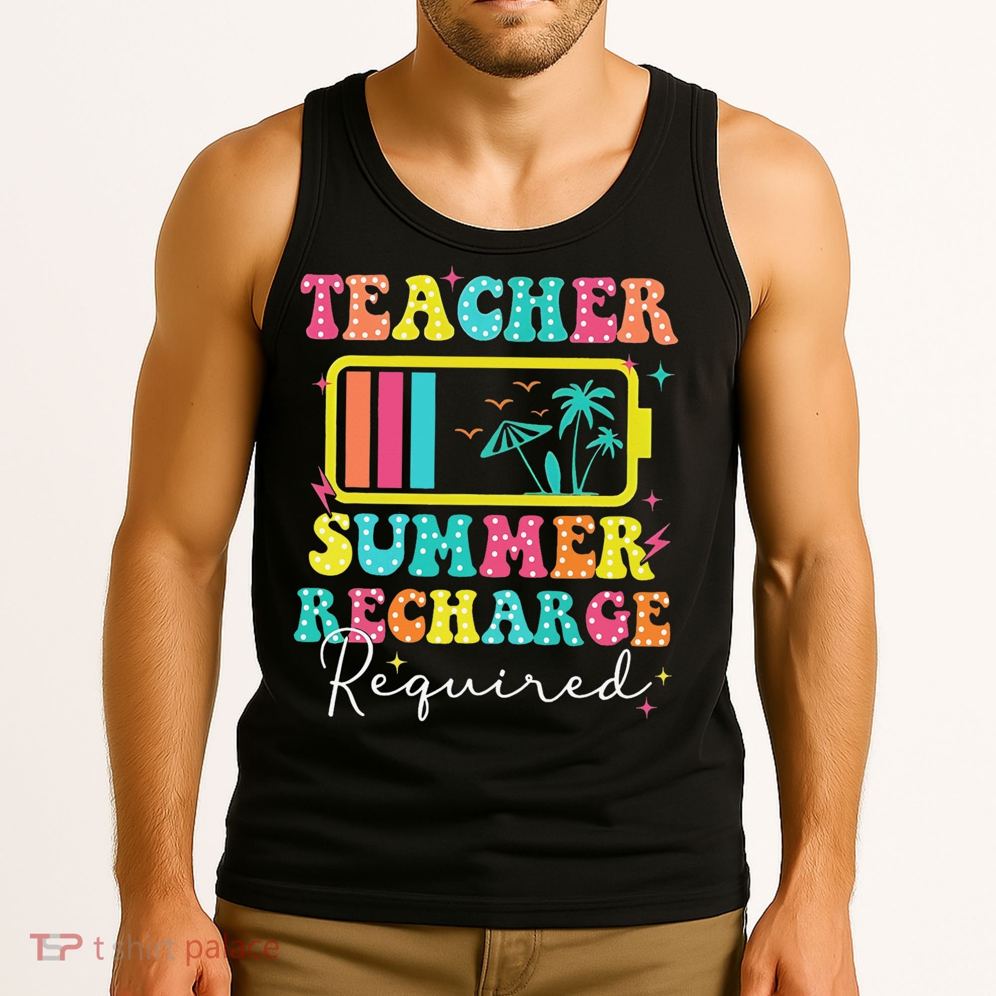Teacher Summer Recharge Required Funny Motivational Teacher Tank Top