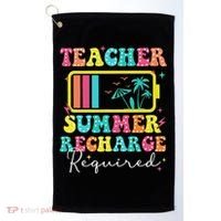 Teacher Summer Recharge Required Funny Motivational Teacher Golf Towel thumb 0