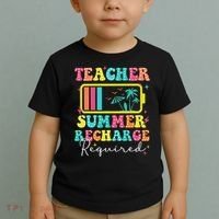 Teacher Summer Recharge Required Funny Motivational Teacher Toddler T-Shirt thumb 2