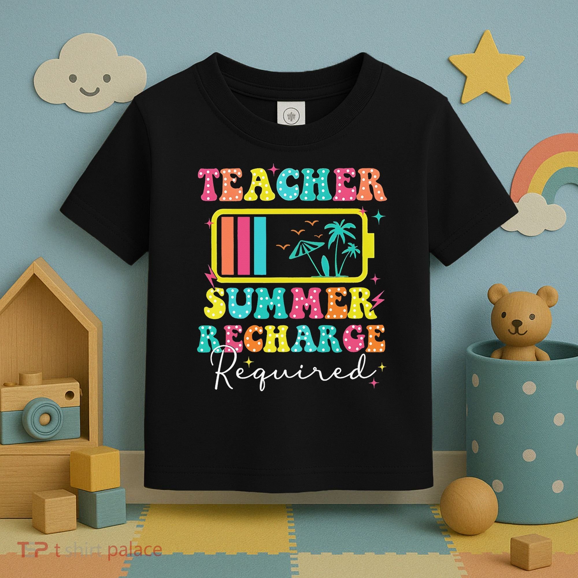 Teacher Summer Recharge Required Funny Motivational Teacher Toddler T-Shirt