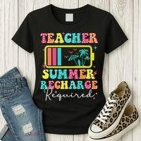 Teacher Summer Recharge Required Funny Motivational Teacher Women's T-Shirt thumb 3