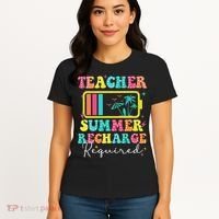 Teacher Summer Recharge Required Funny Motivational Teacher Women's T-Shirt thumb 4