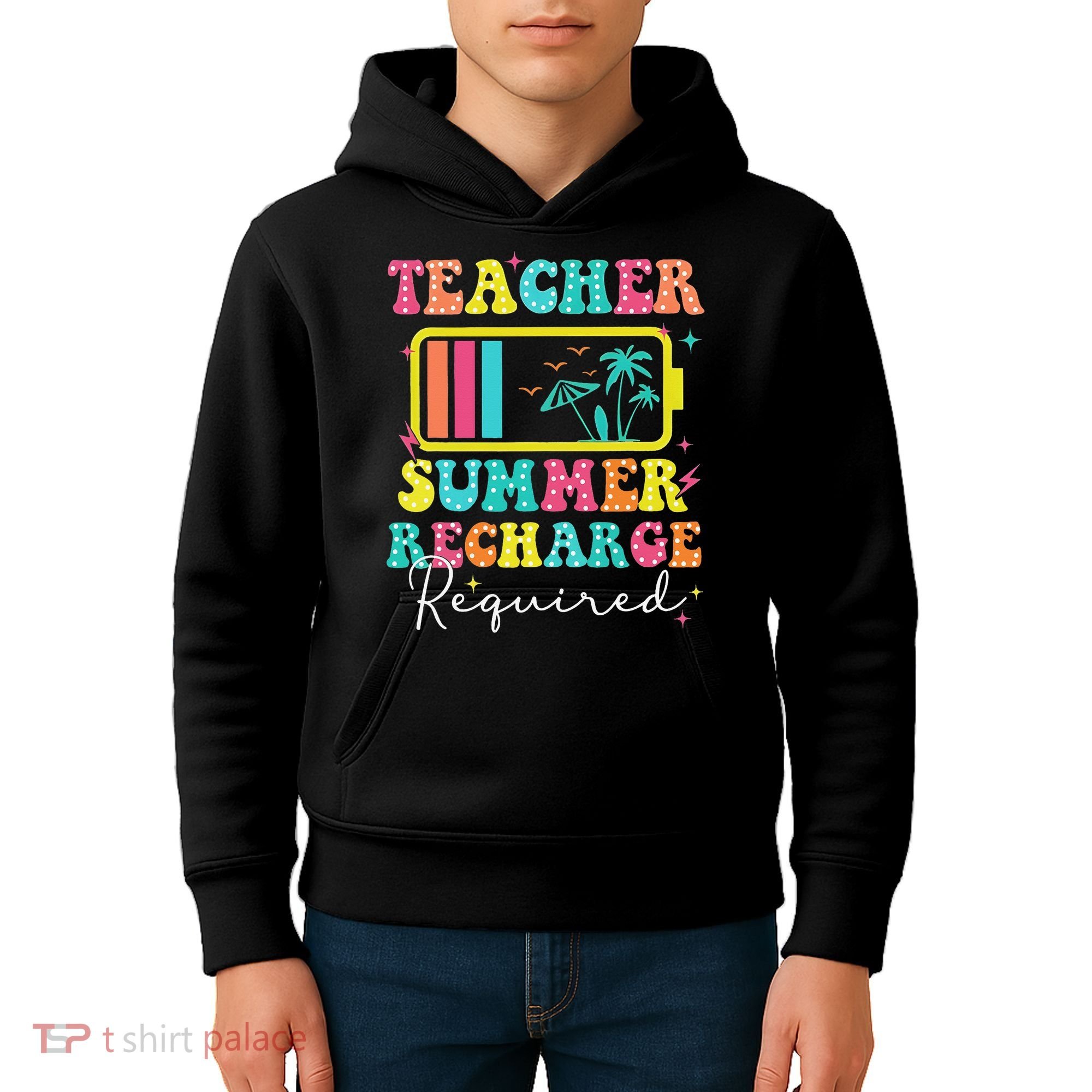 Teacher Summer Recharge Required Funny Motivational Teacher Kids Hoodie