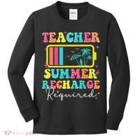 Teacher Summer Recharge Required Funny Motivational Teacher Kids Long Sleeve Shirt thumb 0