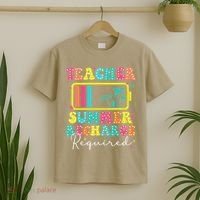 Teacher Summer Recharge Required Funny Motivational Teacher T-Shirt thumb 2