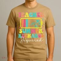 Teacher Summer Recharge Required Funny Motivational Teacher T-Shirt thumb 3