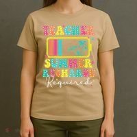 Teacher Summer Recharge Required Funny Motivational Teacher T-Shirt thumb 4