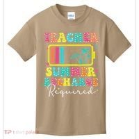 Teacher Summer Recharge Required Funny Motivational Teacher Kids T-Shirt thumb 0