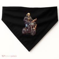 Trendy Skeleton Riding A Motorbike USA-Made Doggie Bandana thumb 0