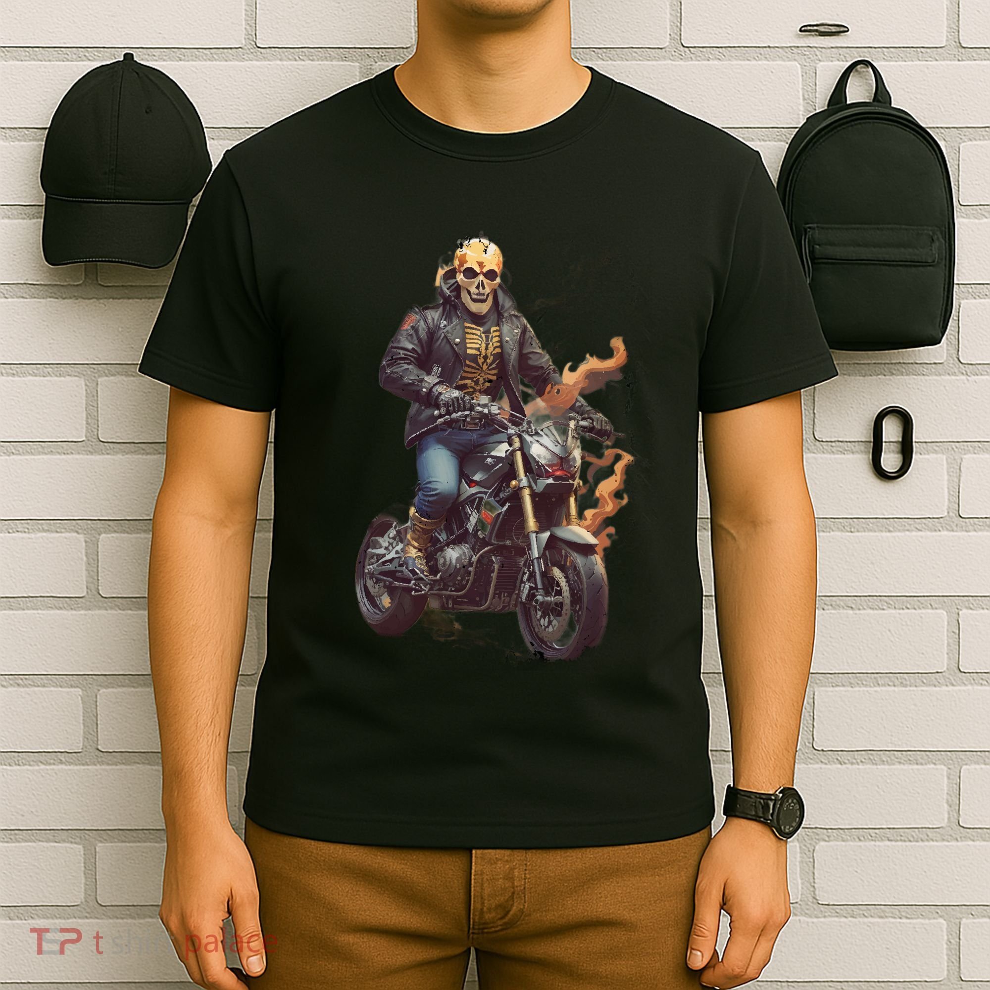 Trendy Skeleton Riding A Motorbike T-Shirt