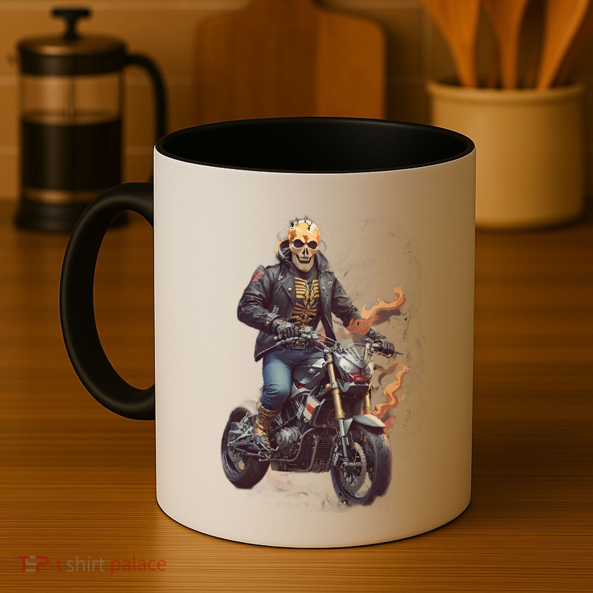 Trendy Skeleton Riding A Motorbike Coffee Mug
