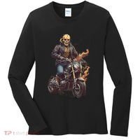 Trendy Skeleton Riding A Motorbike Women's Long Sleeve Shirt thumb 0
