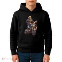 Trendy Skeleton Riding A Motorbike Kids Hoodie thumb 4