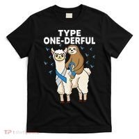 T1D sloth riding llama Type one derful Diabetes Awareness T-Shirt thumb 0