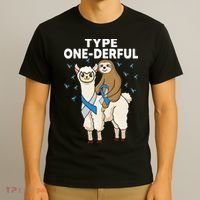 T1D sloth riding llama Type one derful Diabetes Awareness T-Shirt thumb 3