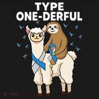 T1D sloth riding llama Type one derful Diabetes Awareness T-Shirt thumb 7