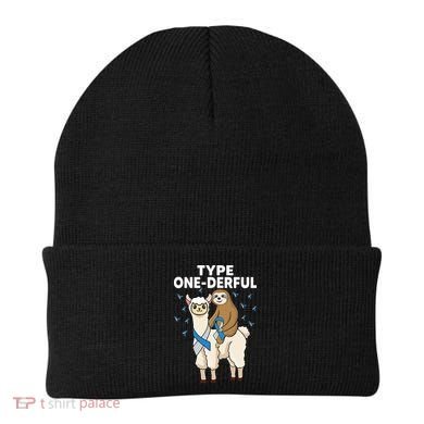T1D sloth riding llama Type one derful Diabetes Awareness Beanie