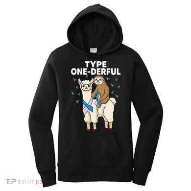 T1D sloth riding llama Type one derful Diabetes Awareness Women's Hoodie