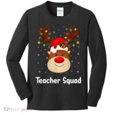Teacher Squad Reindeer Kids Long Sleeve Shirt
