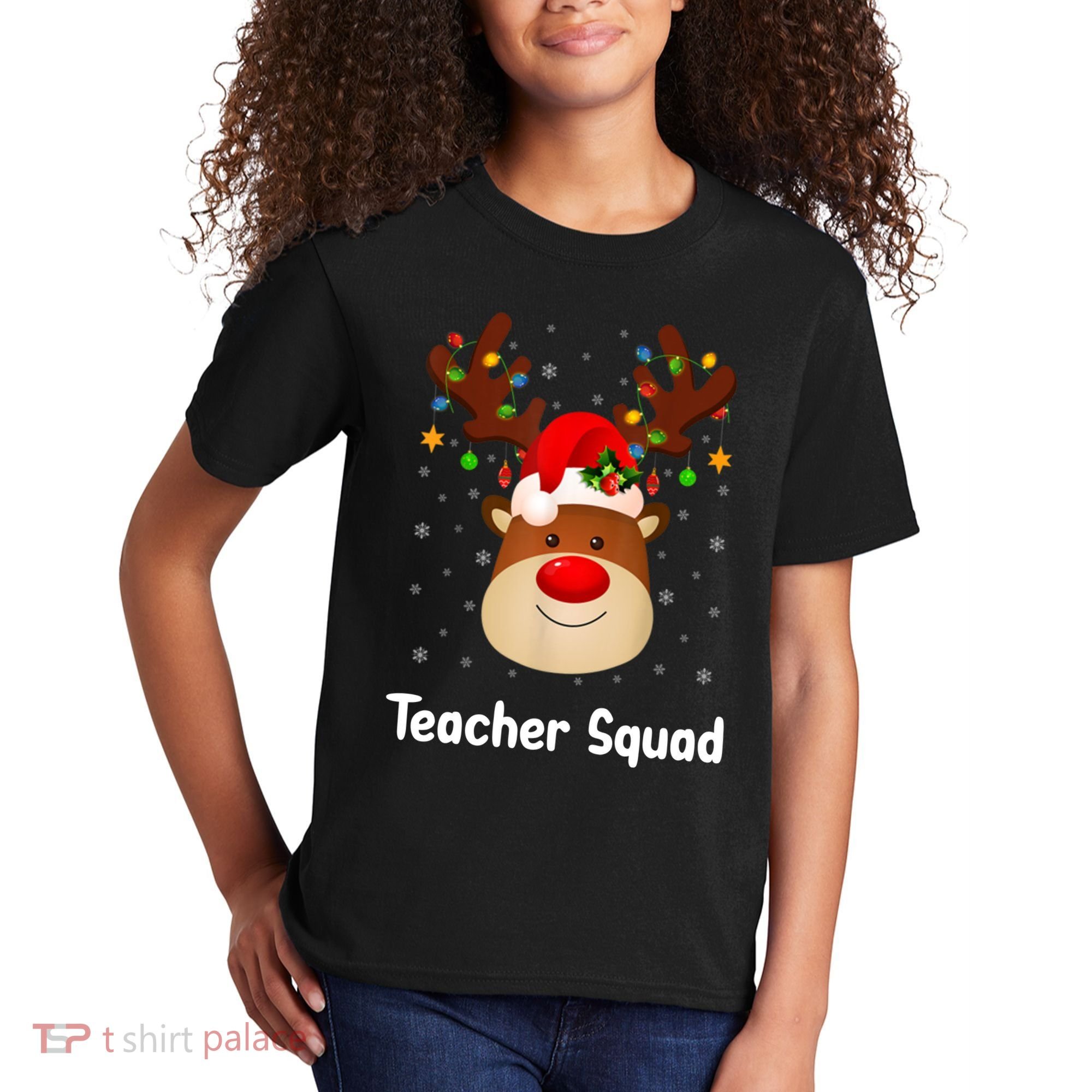 Teacher Squad Reindeer Kids T-Shirt