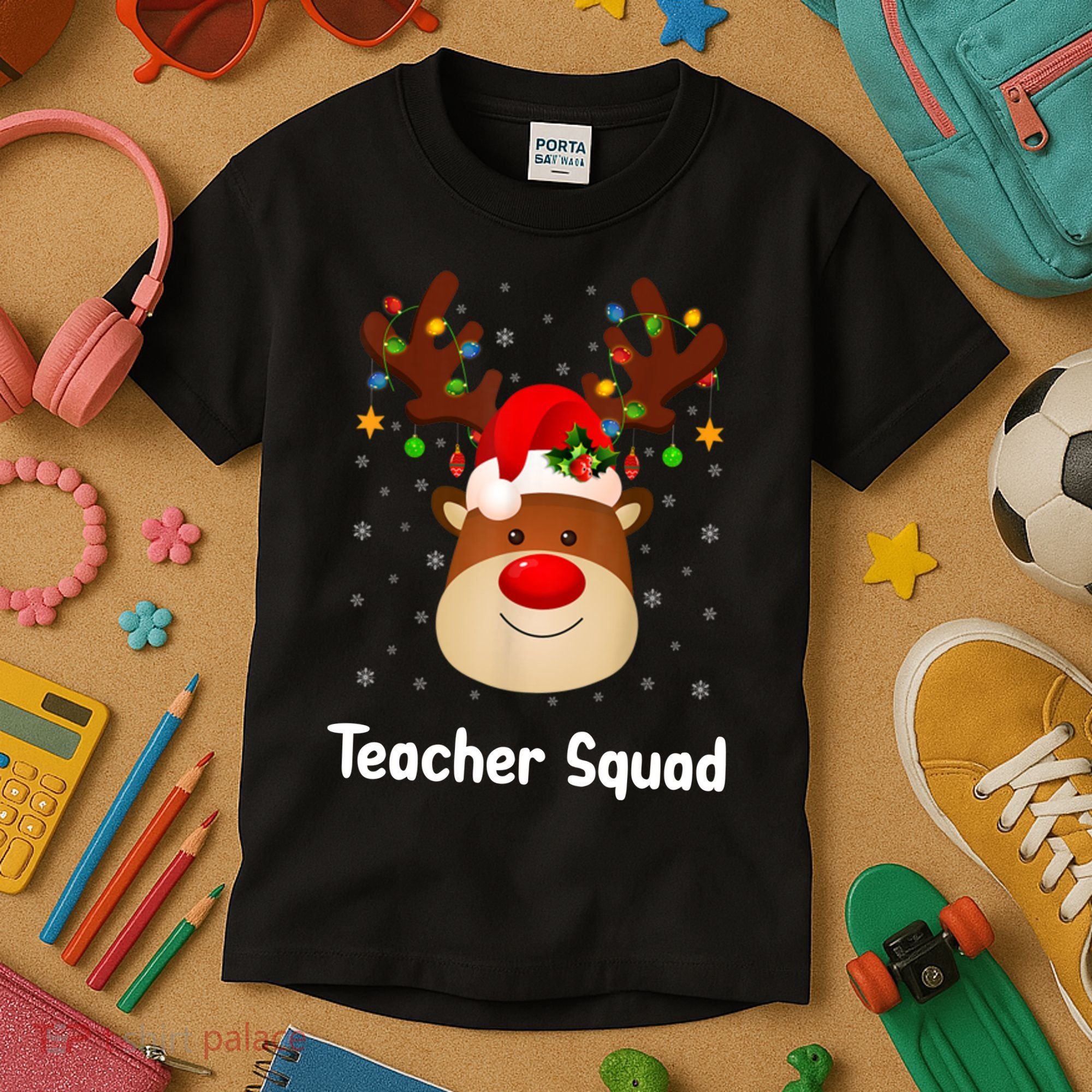 Teacher Squad Reindeer Kids T-Shirt