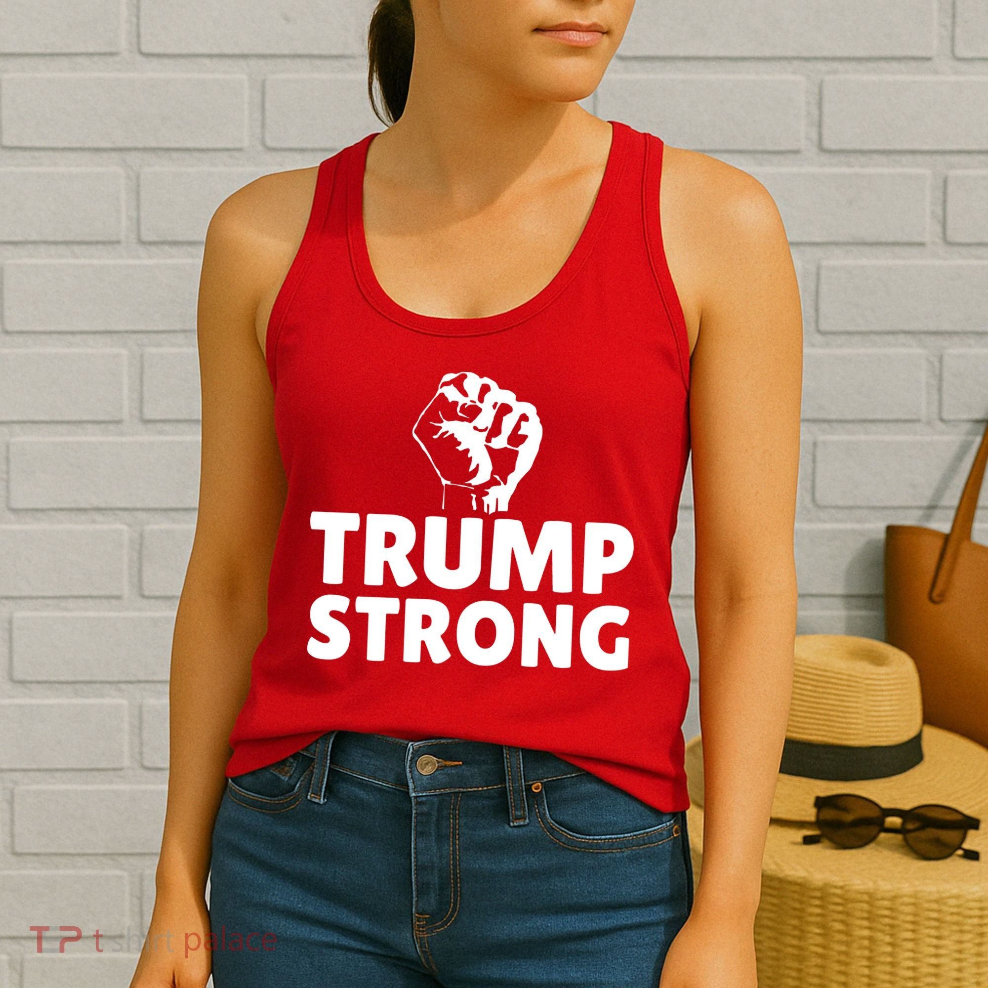 Trump Strong Rally Shooting Survivor Gun Shot Women's Tank Top