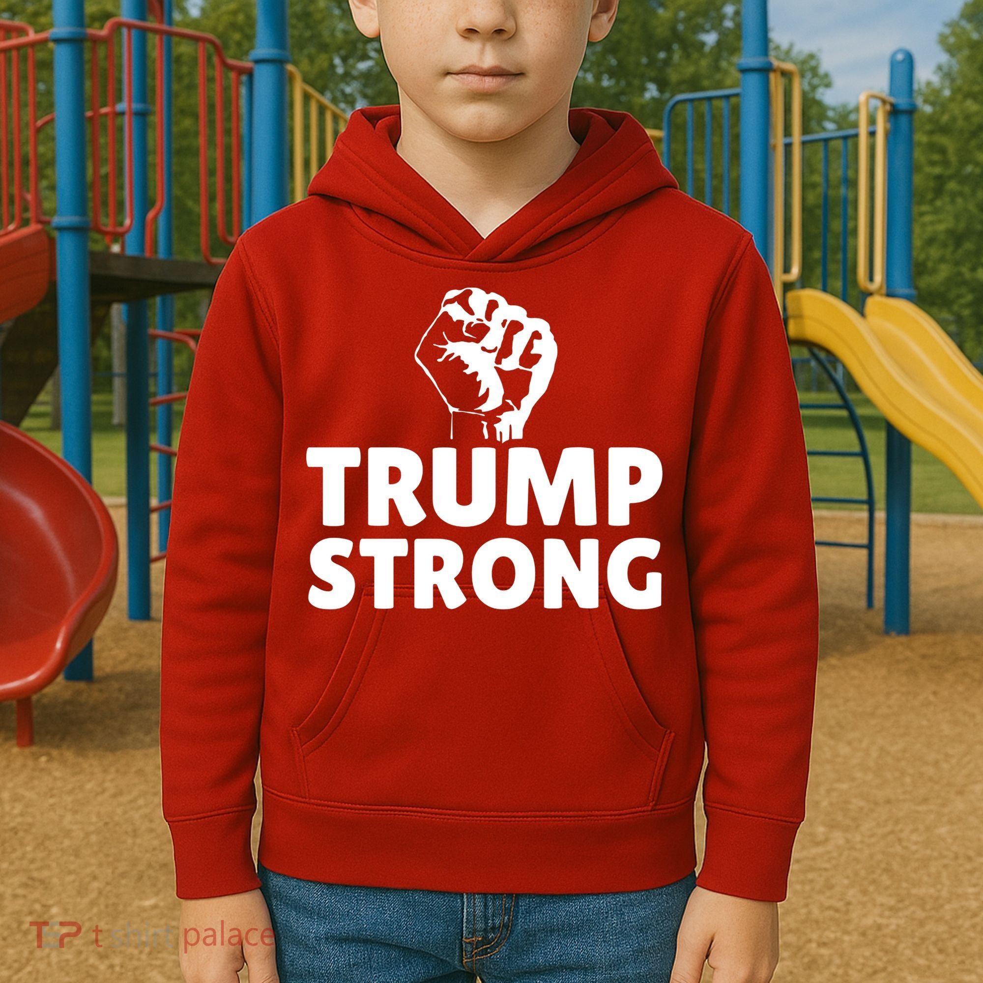 Trump Strong Rally Shooting Survivor Gun Shot Kids Hoodie