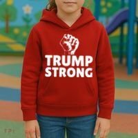 Trump Strong Rally Shooting Survivor Gun Shot Kids Hoodie thumb 3