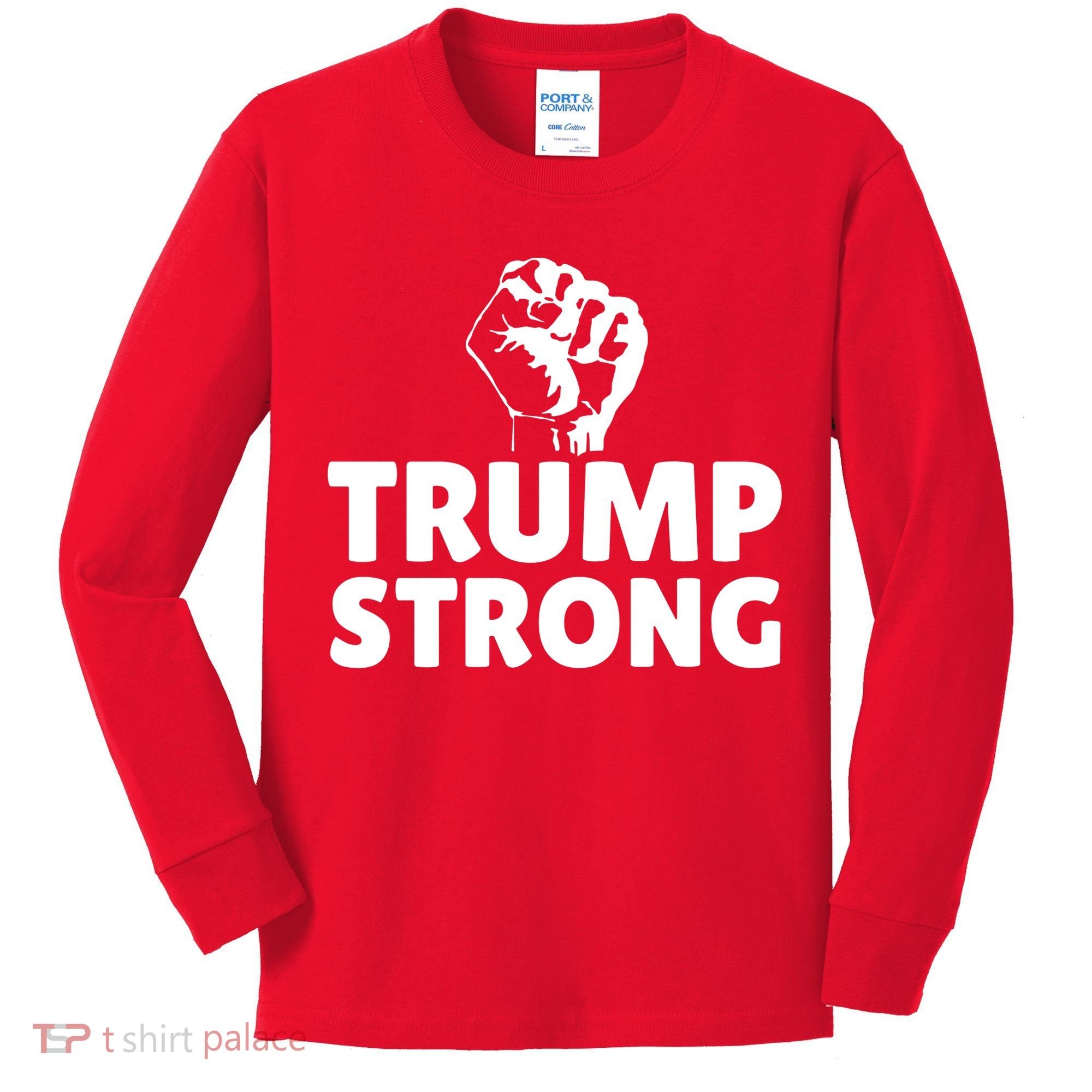 Trump Strong Rally Shooting Survivor Gun Shot Kids Long Sleeve Shirt