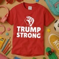 Trump Strong Rally Shooting Survivor Gun Shot Kids T-Shirt thumb 3
