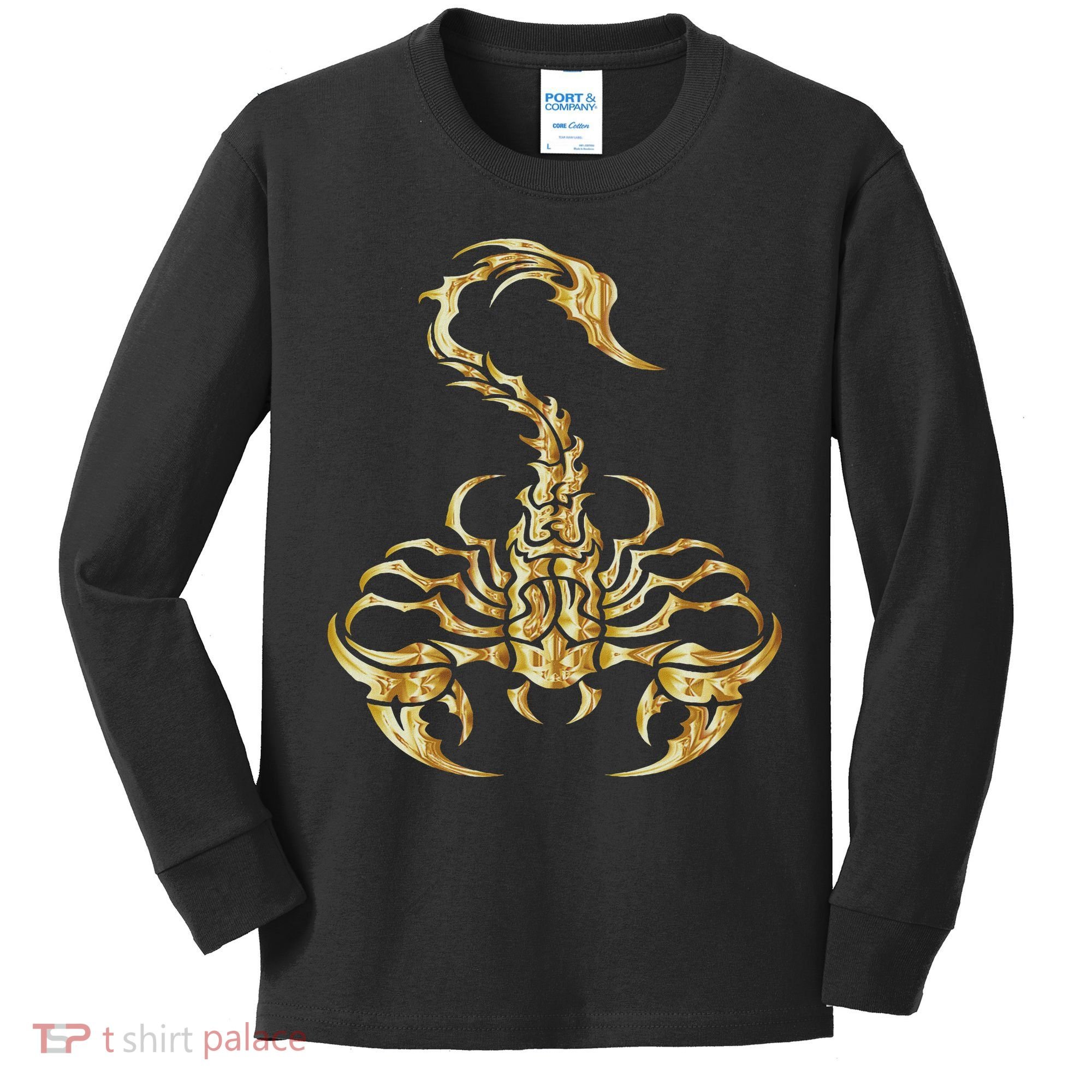 Tribal Scorpion Scorpio Astrology Zodiac Tattoo Kids Long Sleeve Shirt