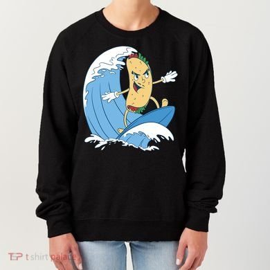 Taco Surfer Surfing Funny Women's Sweatshirt