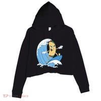 Taco Surfer Surfing Funny Crop Fleece Hoodie thumb 0