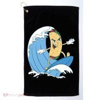 Taco Surfer Surfing Funny Golf Towel thumb 0