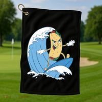 Taco Surfer Surfing Funny Golf Towel thumb 1
