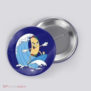 Taco Surfer Surfing Funny Button