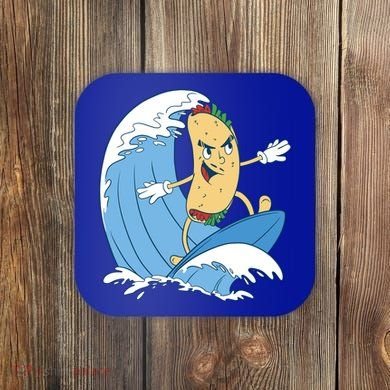 Taco Surfer Surfing Funny Coaster