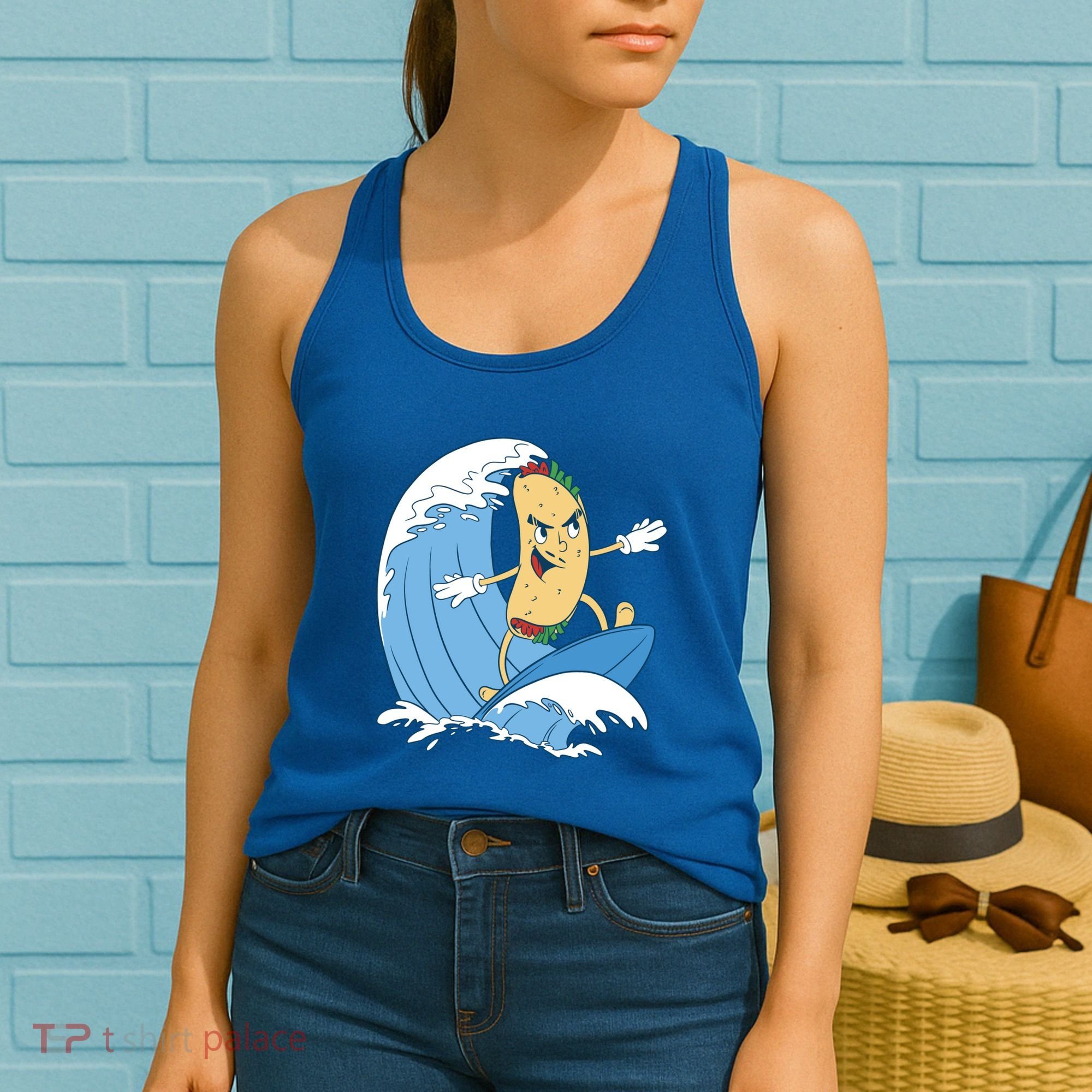 Taco Surfer Surfing Funny Women's Tank Top