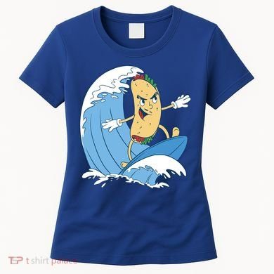 Taco Surfer Surfing Funny Women's T-Shirt