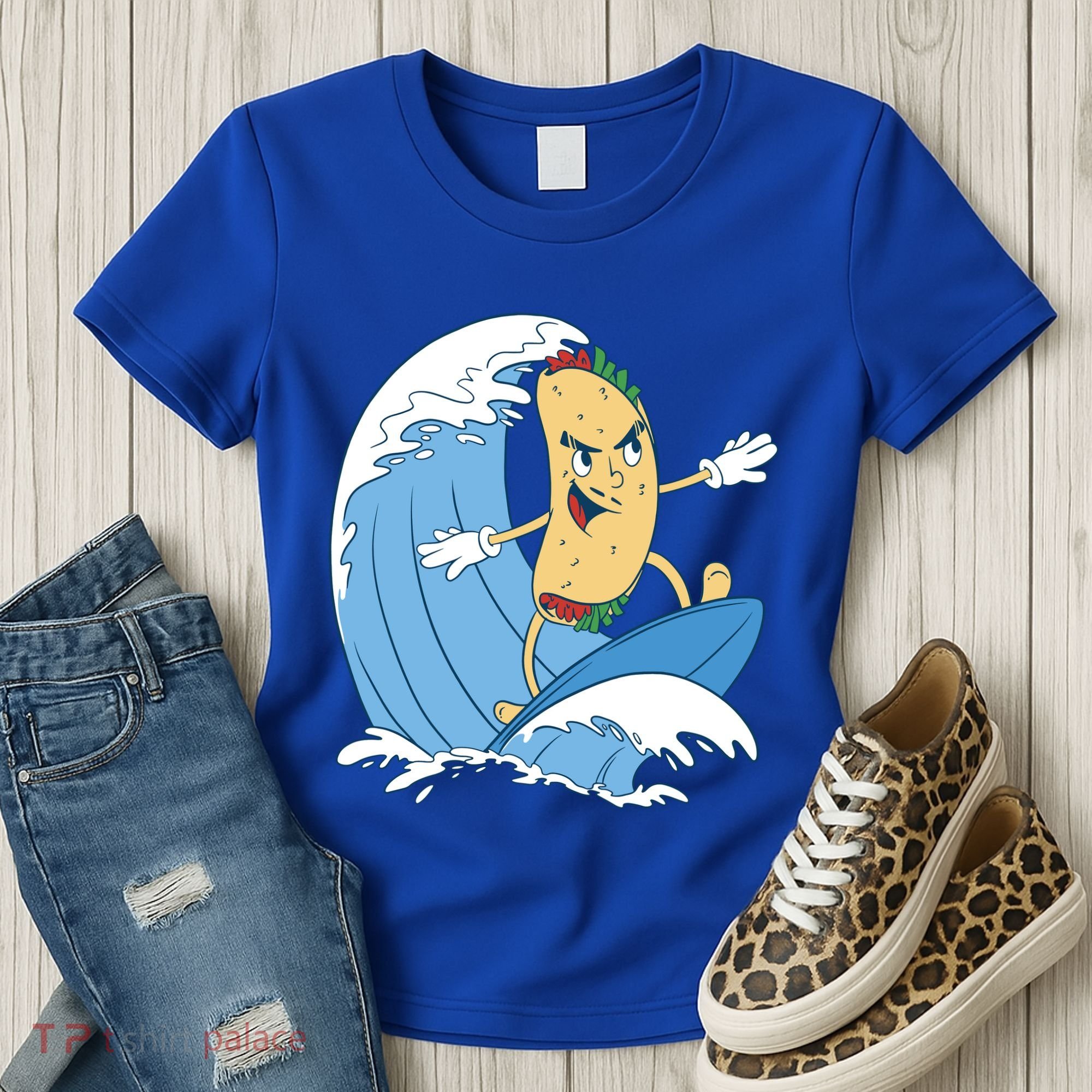 Taco Surfer Surfing Funny Women's T-Shirt