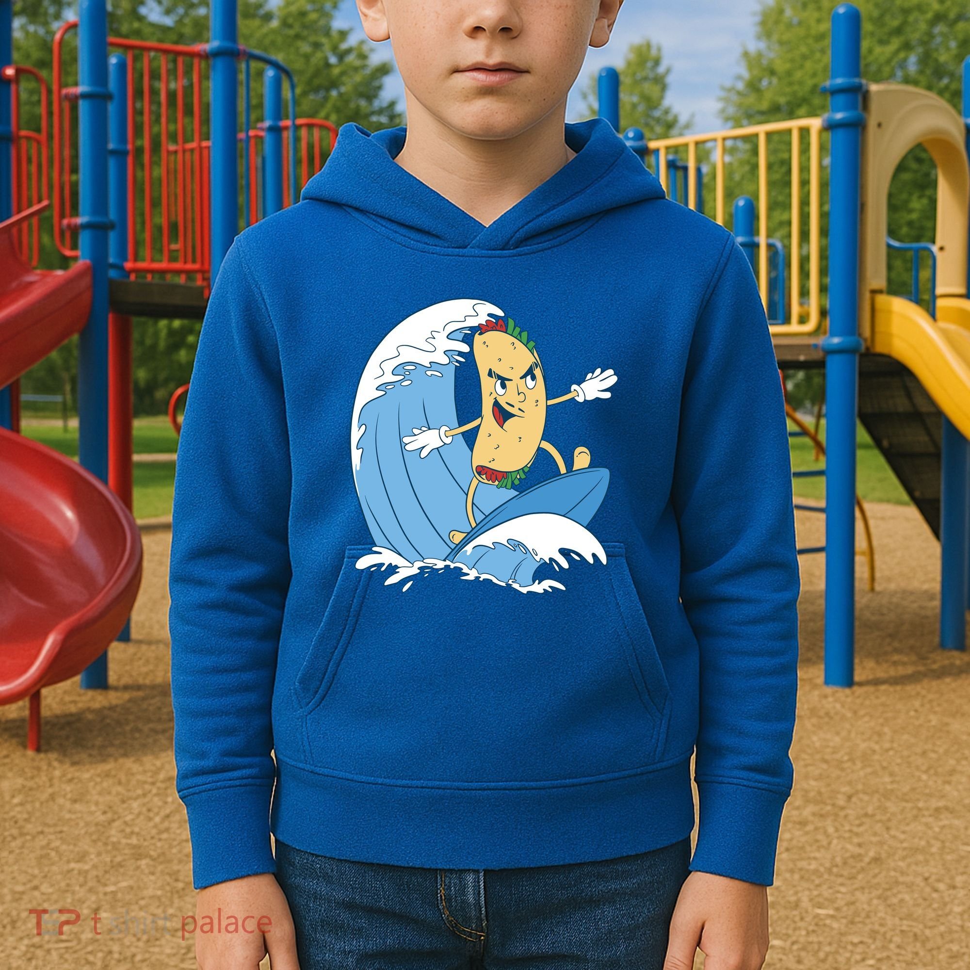 Taco Surfer Surfing Funny Kids Hoodie