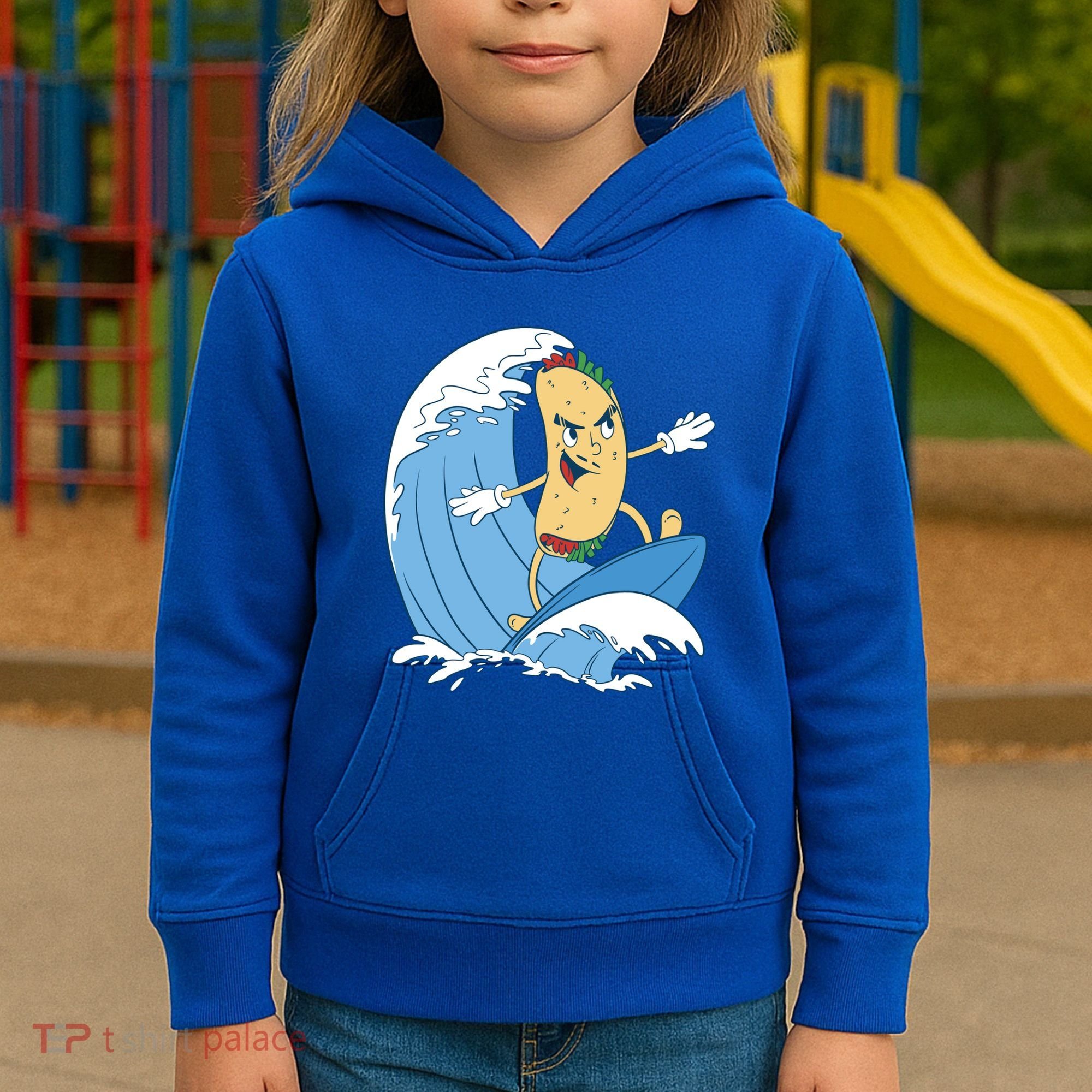 Taco Surfer Surfing Funny Kids Hoodie
