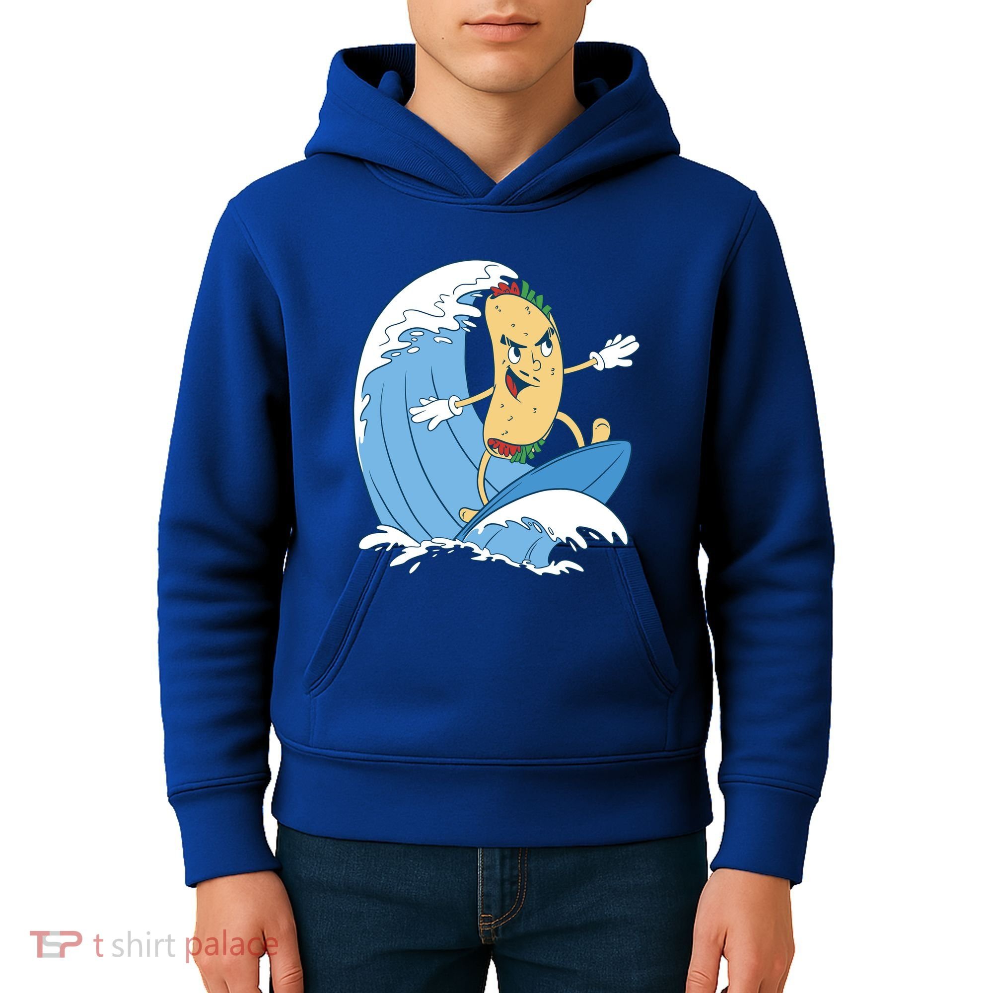 Taco Surfer Surfing Funny Kids Hoodie