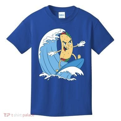 Taco Surfer Surfing Funny Kids T-Shirt