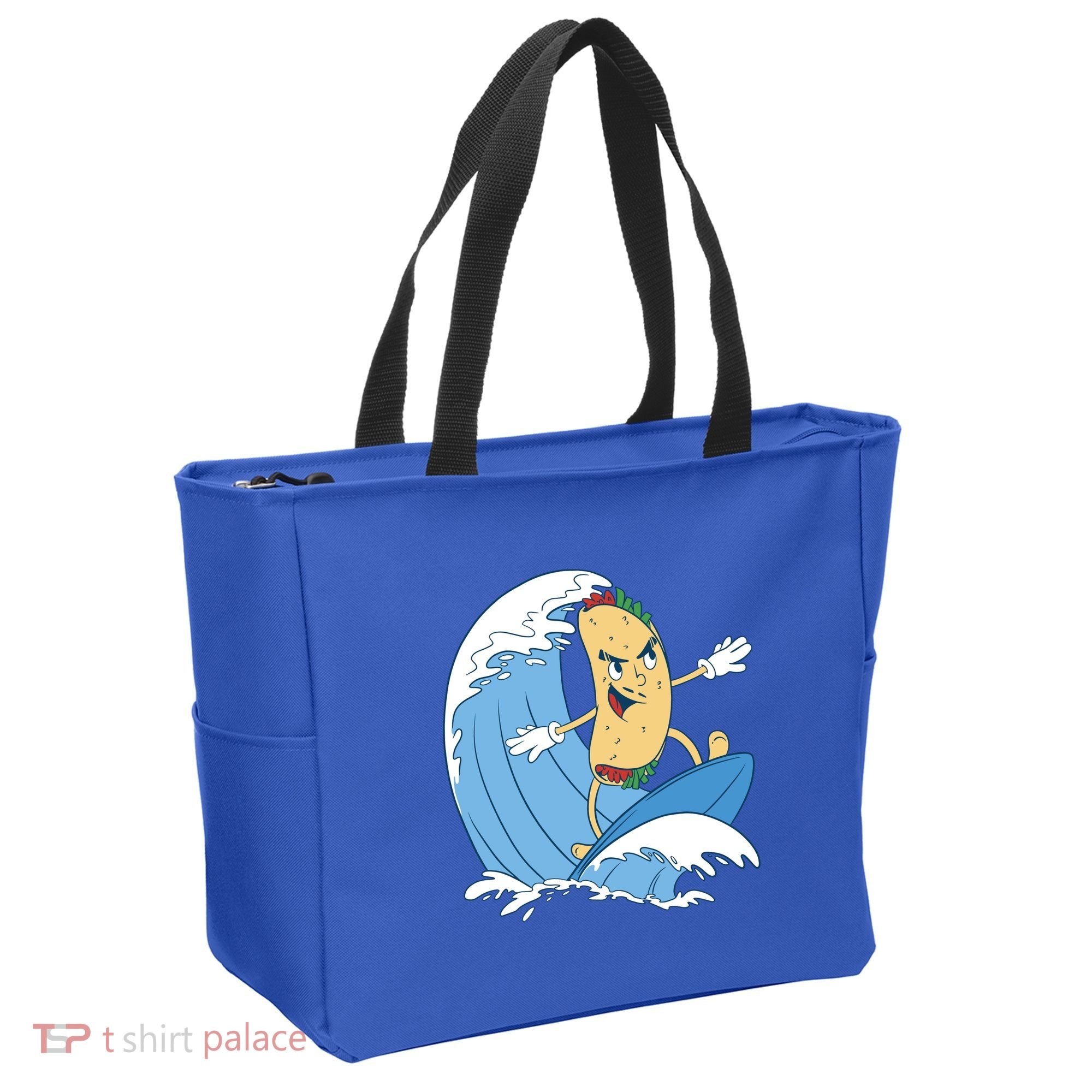 Taco Surfer Surfing Funny Tote Bag