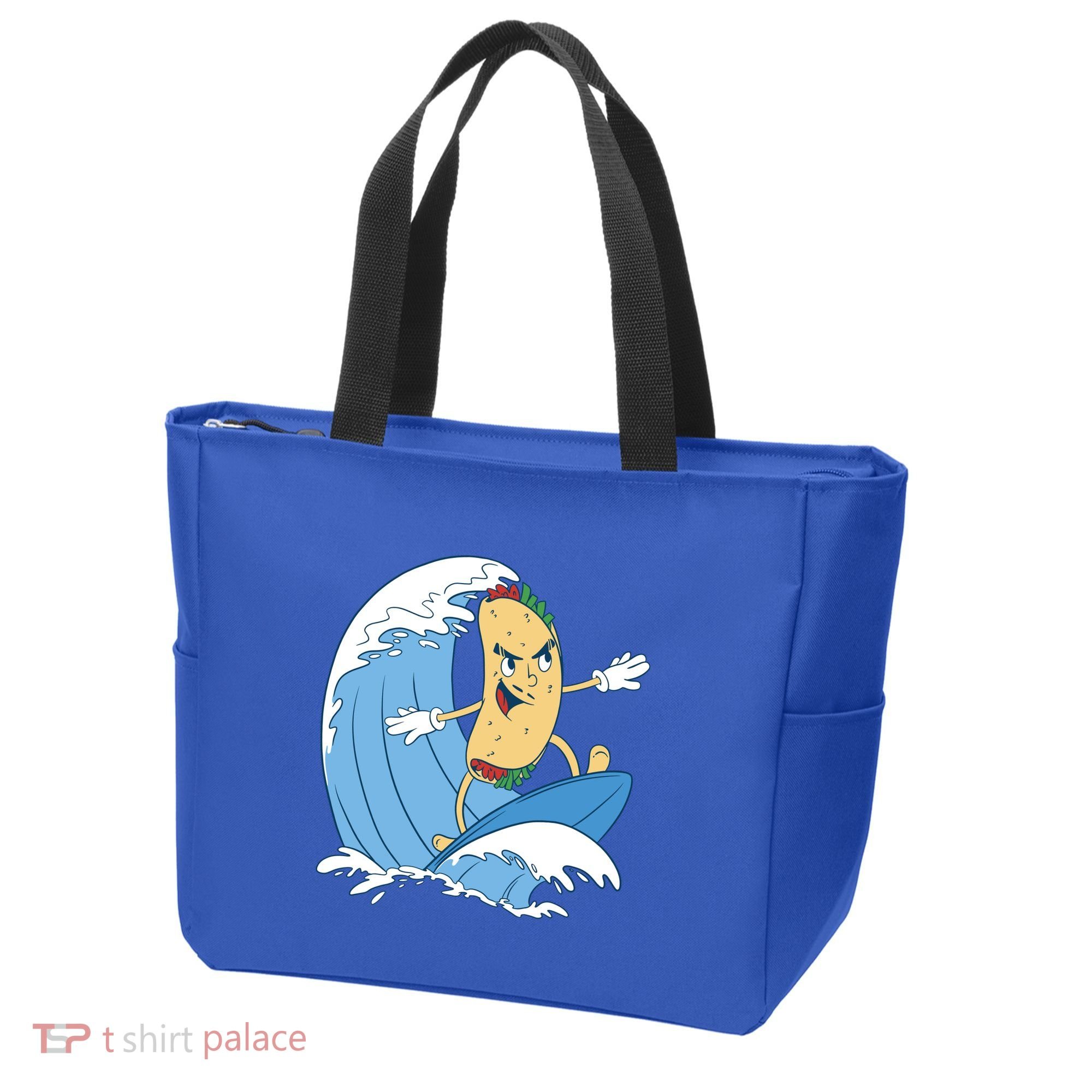 Taco Surfer Surfing Funny Tote Bag