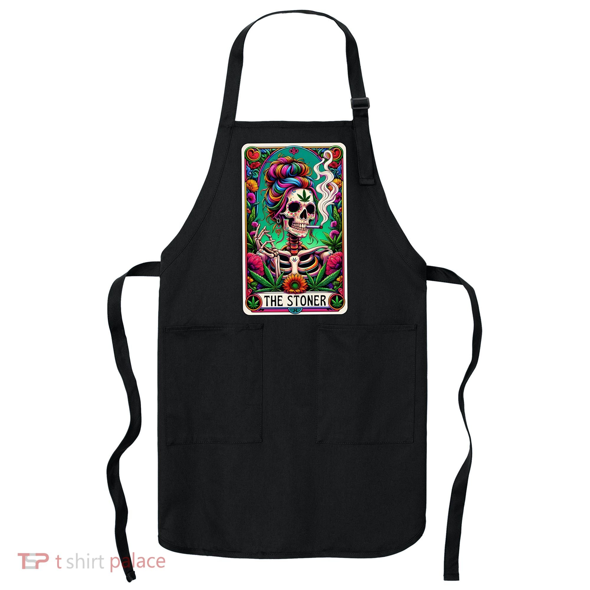 The Stoner Skeleton Tarot Card Funny 420 Cannabis Apron